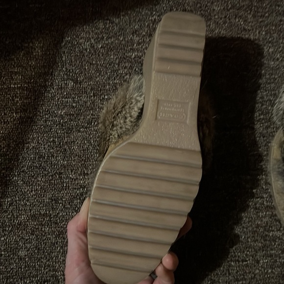 Coach wedge slide on shoe with fur - Picture 4 of 4